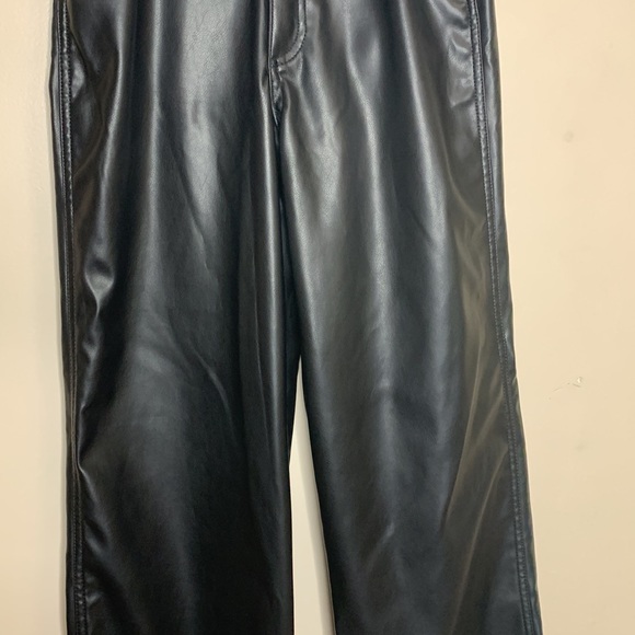 Garbage | Black High Waist Wide Leg Faux Leather Pants Trousers Fashion Forward - Picture 3 of 15